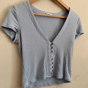 Reformation Ribbed Blue Top